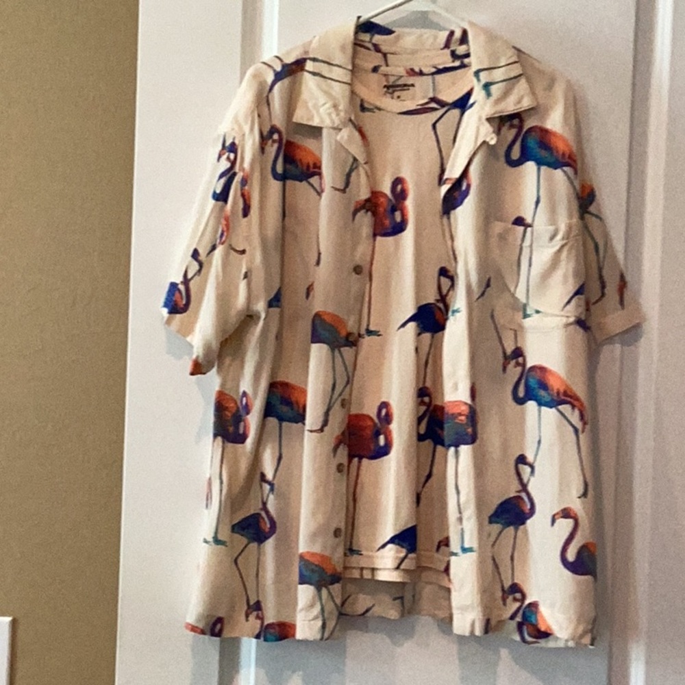 Flamingo Print Cream Shirt 2 piece set - Picture 7 of 9